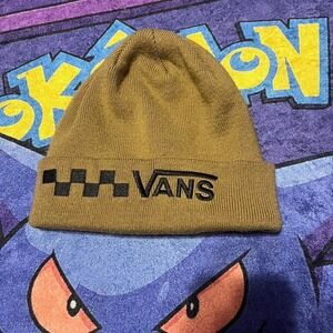 Vans light brown beanie with black logo